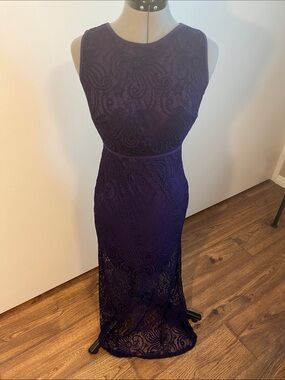 Enfocus Studio Deep Purple Lace Maxi Dress